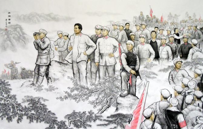中国艺术大师、中国艺术研究院访问学者詹明荣创作巨幅革命历史国画《井冈脊梁》