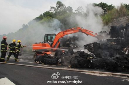 沈海高速载重20吨大货车着火 沈海高速载重20吨大货车着火